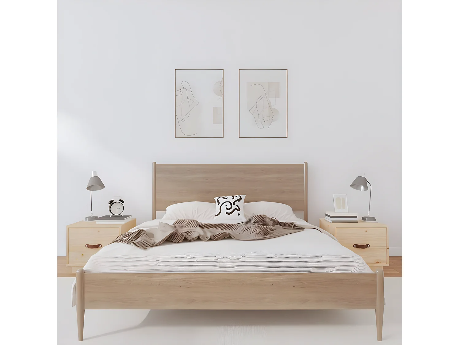 Lot de 2 Tables de chevet 40x34x35 cm Bois de pin massif GHR12568