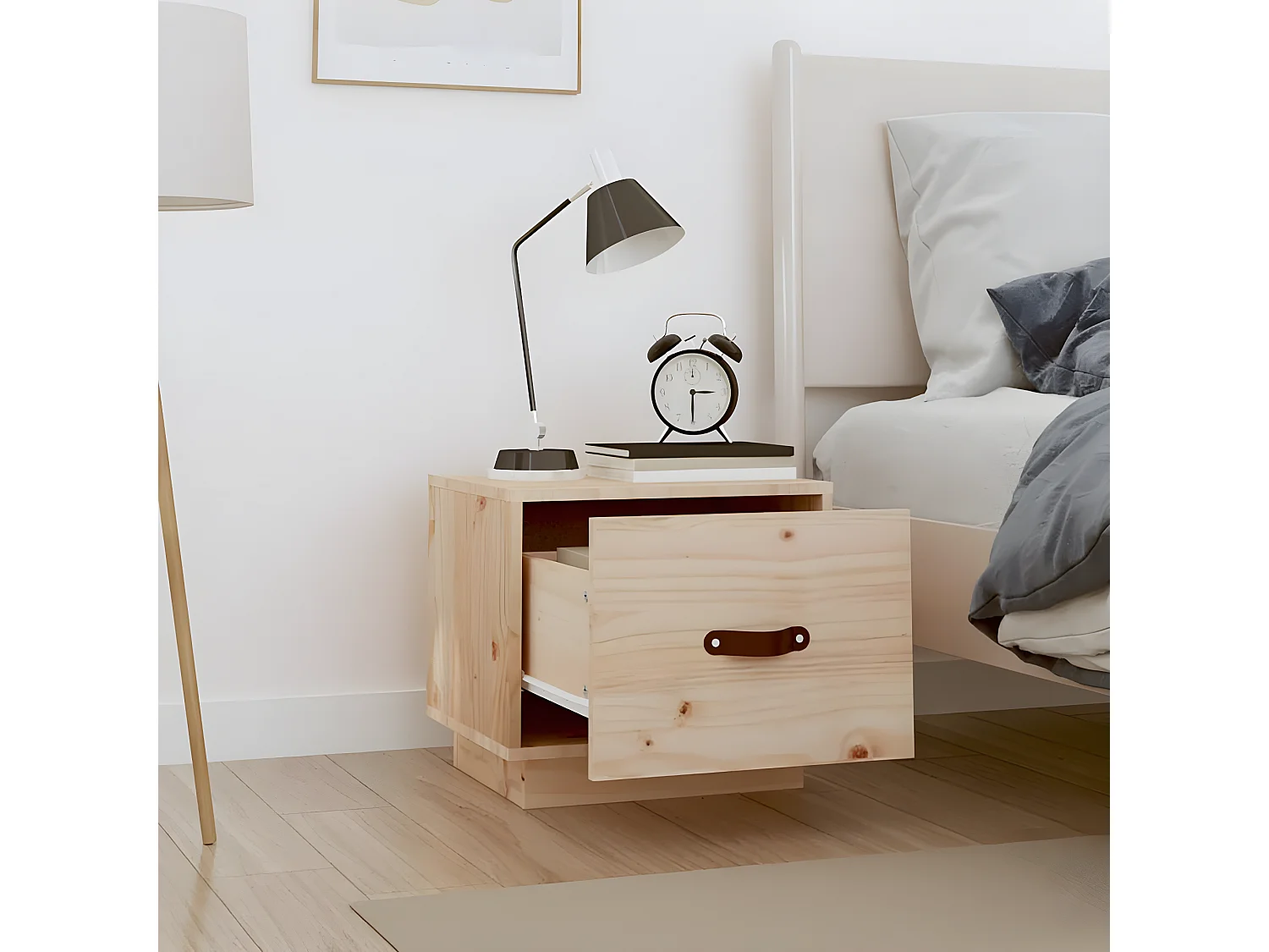 Lot de 2 Tables de chevet 40x34x35 cm Bois de pin massif GHR12568