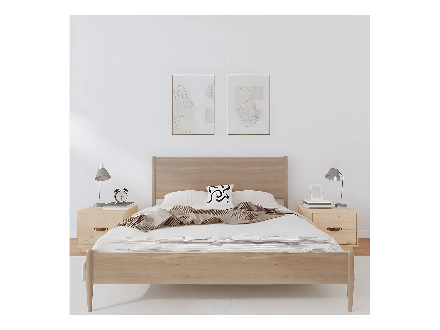 Lot de 2 Tables de chevet 40x34x35 cm Bois de pin massif GHR12568