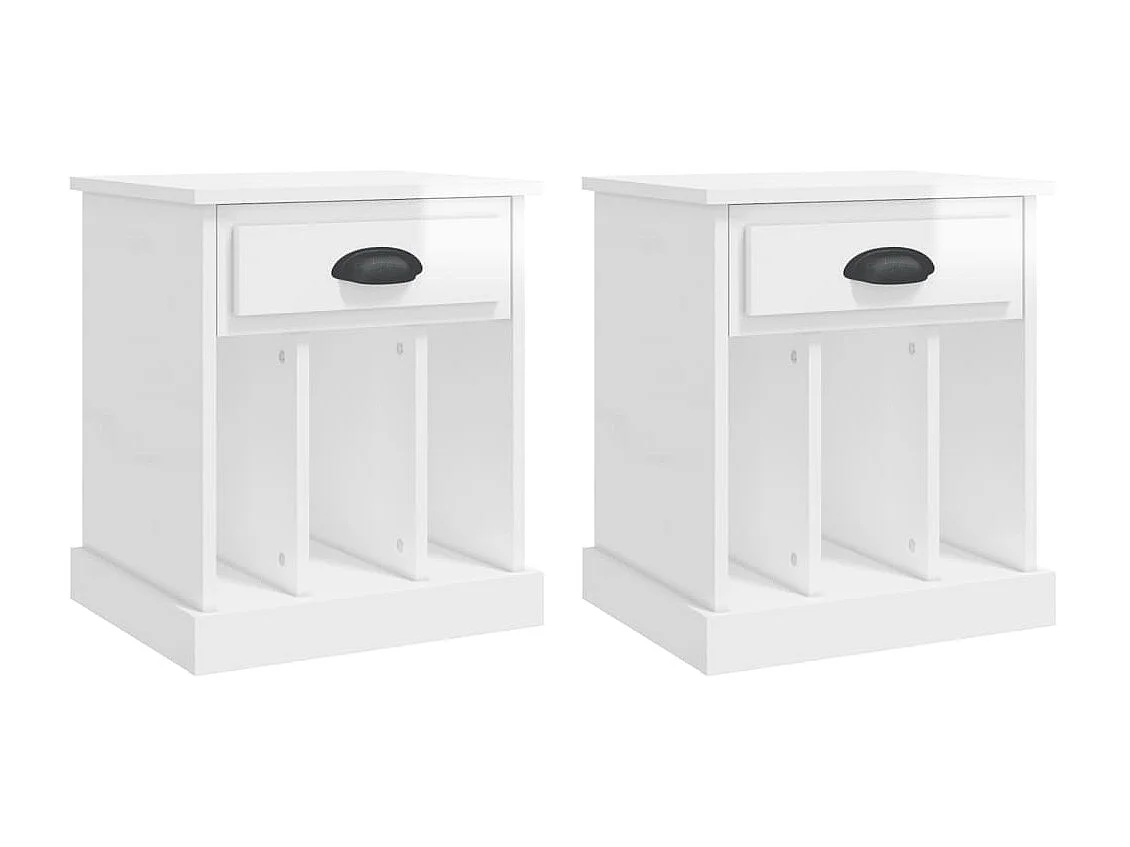 Lot de 2 Tables de chevet blanc brillant 43x36x50 cm GHR39339