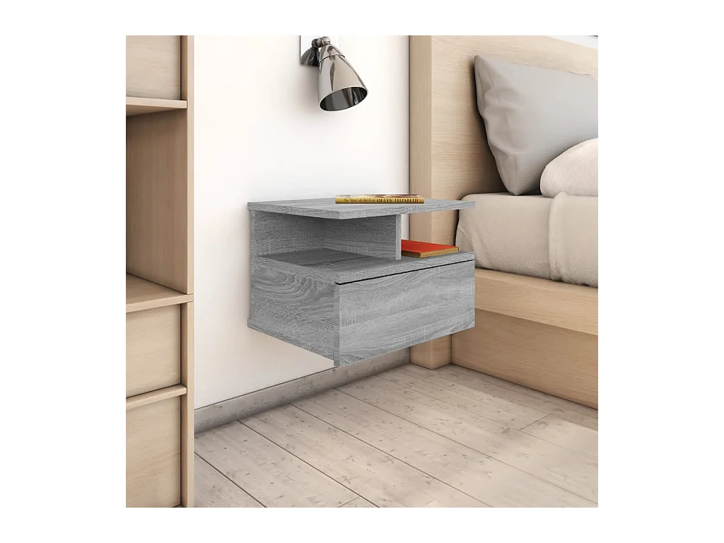 Nachtkastjes 2 st zwevend 40x31x27 cm bewerkt hout grijs sonoma NL46997