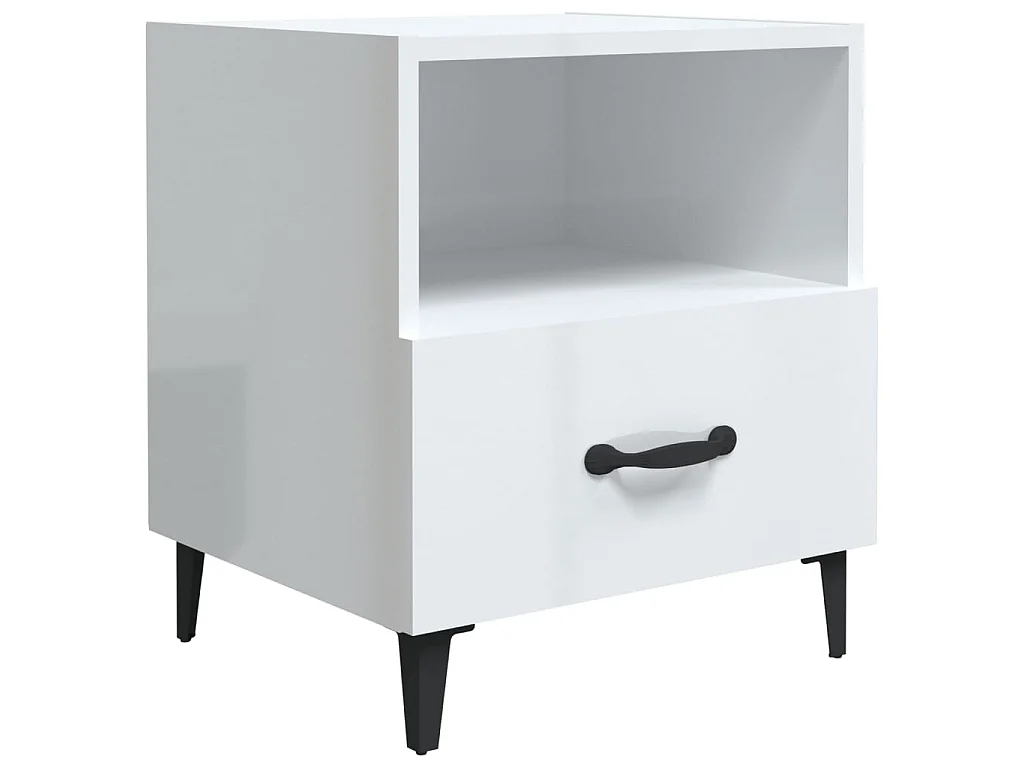 Lot de 2 Tables de chevet Blanc brillant Bois d'ingénierie GHR35897