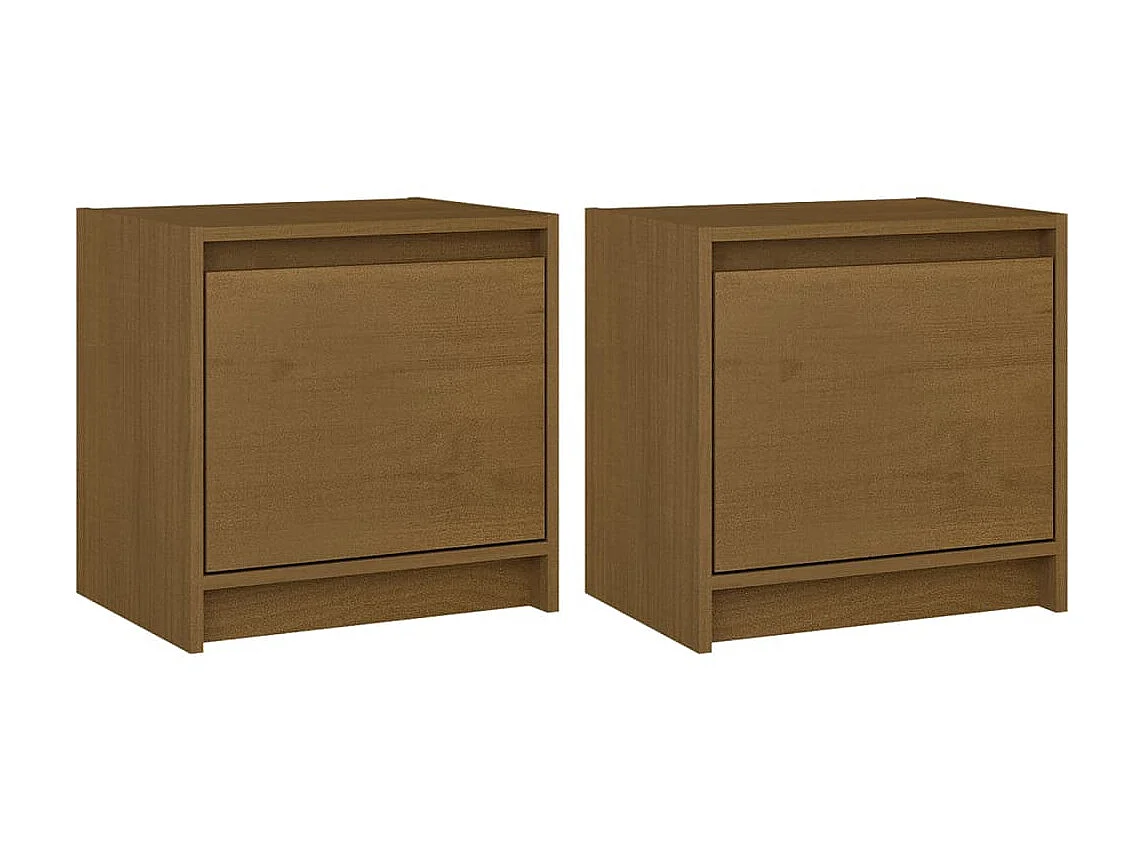 Lot de 2 Tables de chevet Marron miel 40x30,5x40 cm Bois de pin GHR24120
