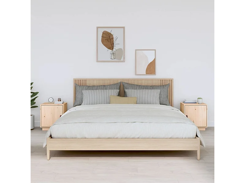 Lot de 2 Tables de chevet 40x34x45 cm Bois de pin massif GHR86751