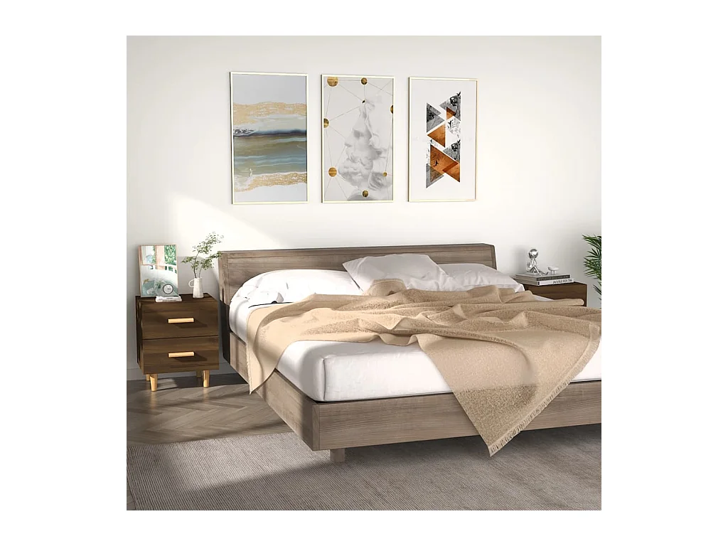 Lote de 2 Mesitas de noche roble marrón 40x35x47,5 cm ES58190