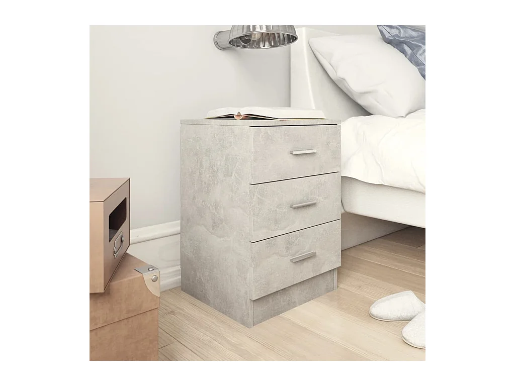 Lot de 2 Tables de chevet Gris béton 38 x 35 x 56 cm Aggloméré GHR41159
