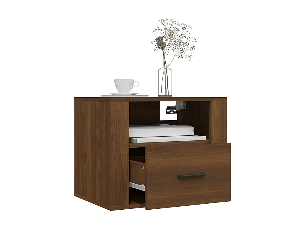 Lot de 2 Tables de chevet murales Chêne marron 50x36x40 cm GHR49538