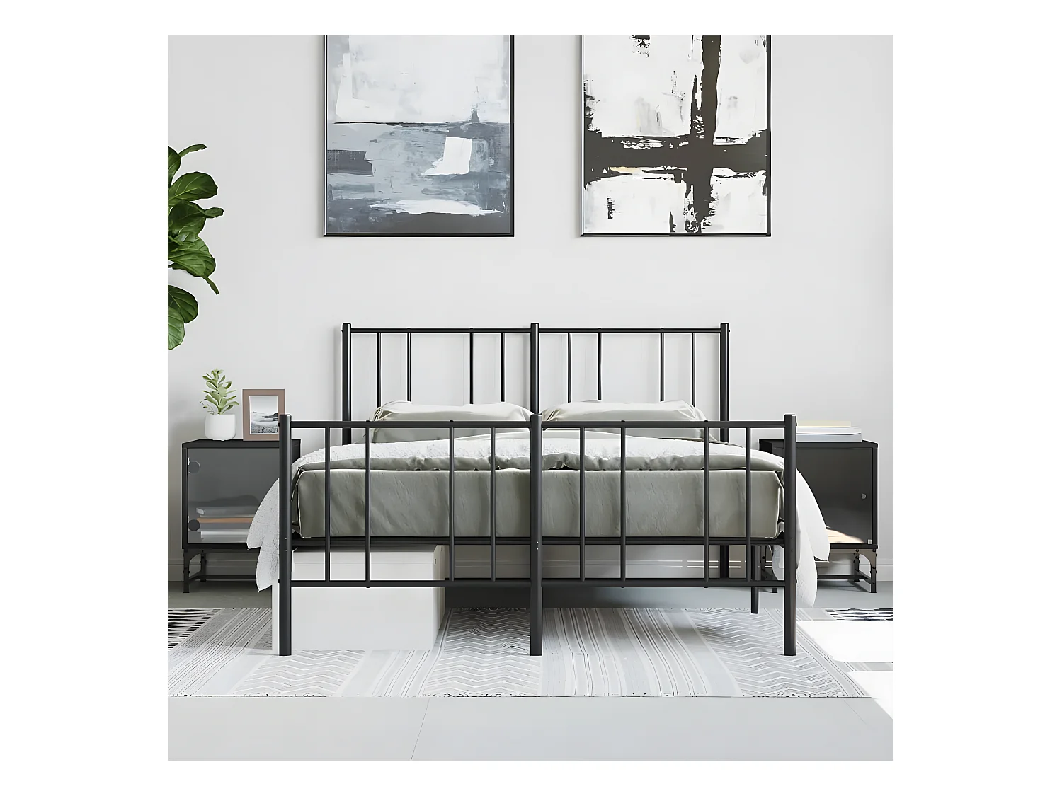 Lot de 2 Tables de chevet avec portes en verre noir 35x37x50 cm GHR24227