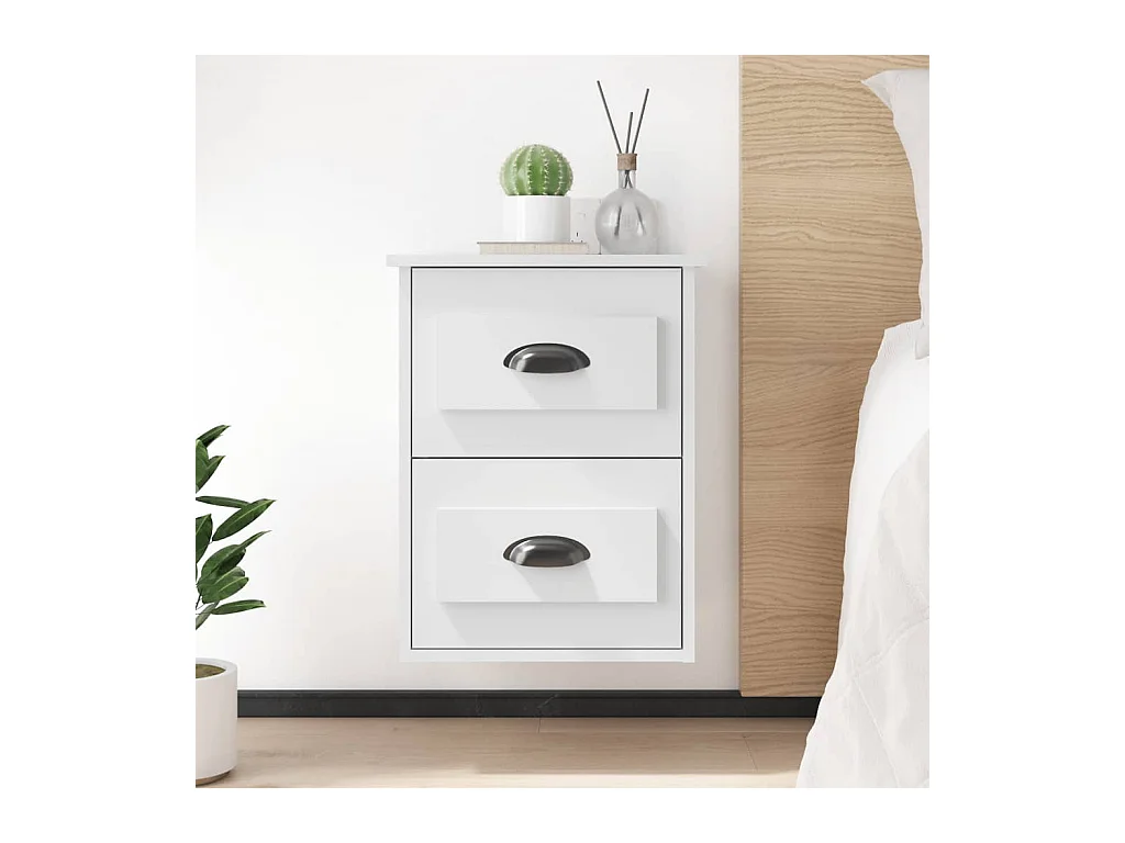Lote de 2 Mesitas de noche de pared blanco 41,5x36x53 cm ES20449
