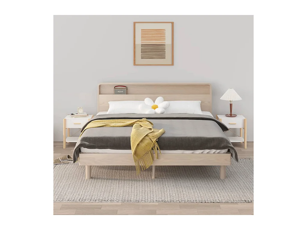 Lot de 2 Tables de chevet Blanc 42x38x45 cm Bois d’ingénierie GHR29184