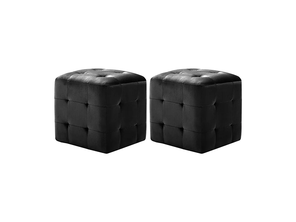 Lot de 2 Tables de chevet Noir 30x30x30 cm Tissu velours GHR41440