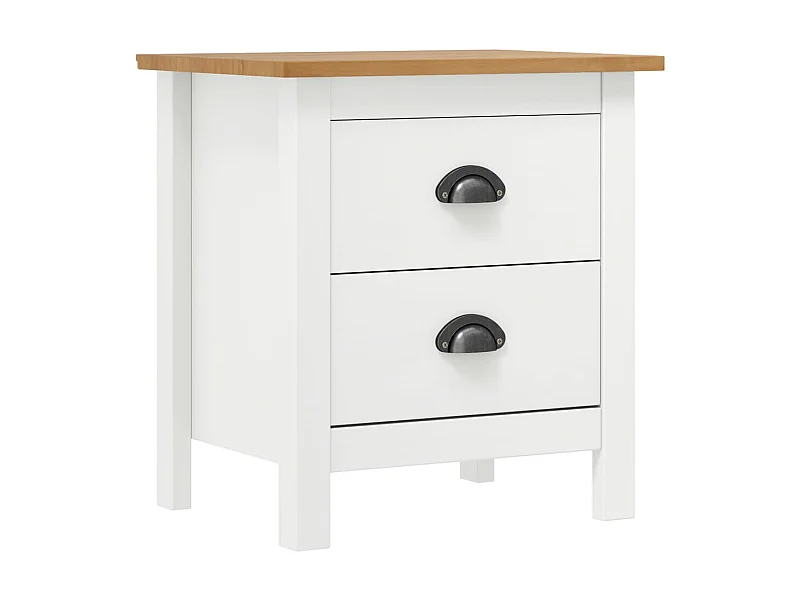 Mesa de cabeceira Hill 46x35x49,5 cm pinho maciço branco PT18855