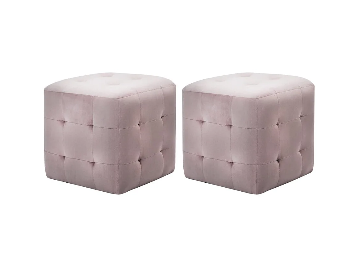 Lot de 2 Tables de chevet Rose 30x30x30 cm Tissu velours GHR28447
