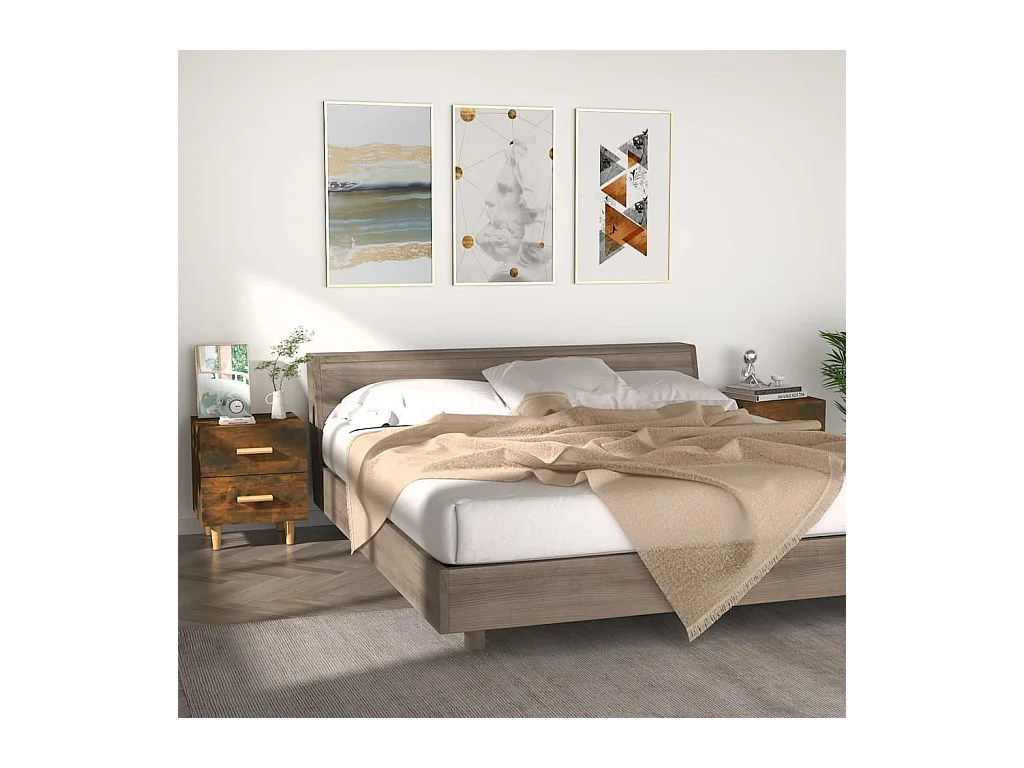 Lote de 2 Mesitas de noche color roble ahumado 40x35x47,5 cm ES15148