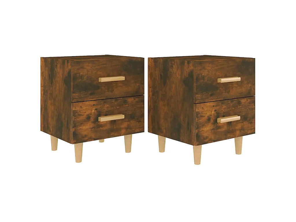 Lot de 2 Tables de chevet Chêne fumé 40x35x47,5 cm GHR52392