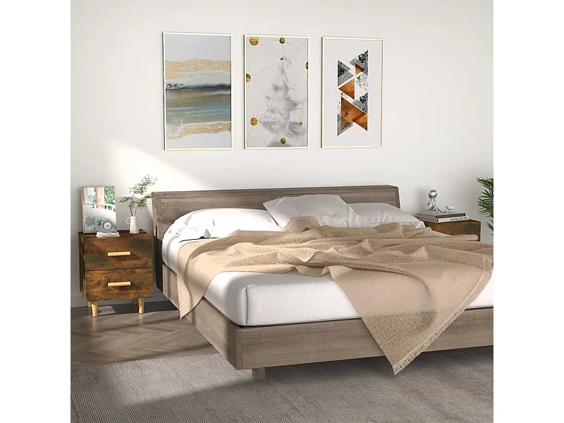 Lot de 2 Tables de chevet Chêne fumé 40x35x47,5 cm GHR52392