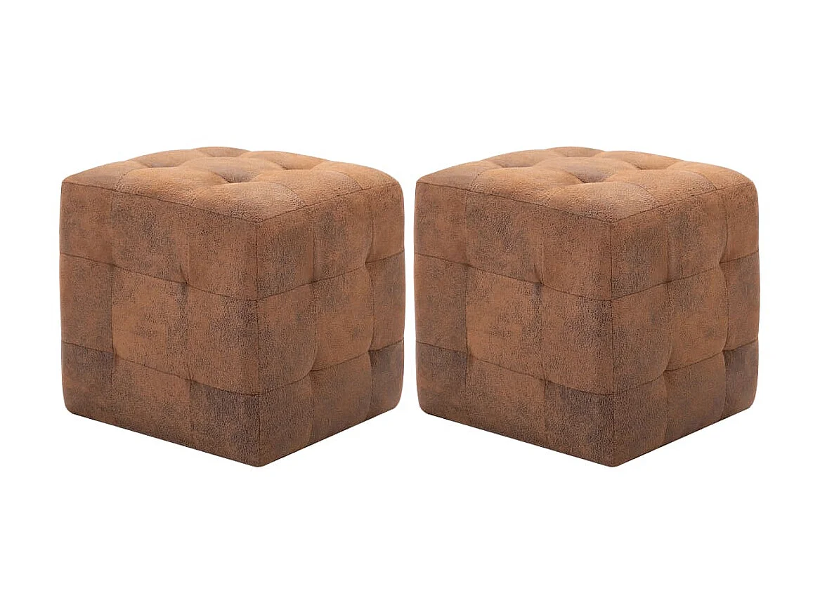 Lot de 2 Tables de chevet Marron 30x30x30 cm Similicuir daim GHR74503