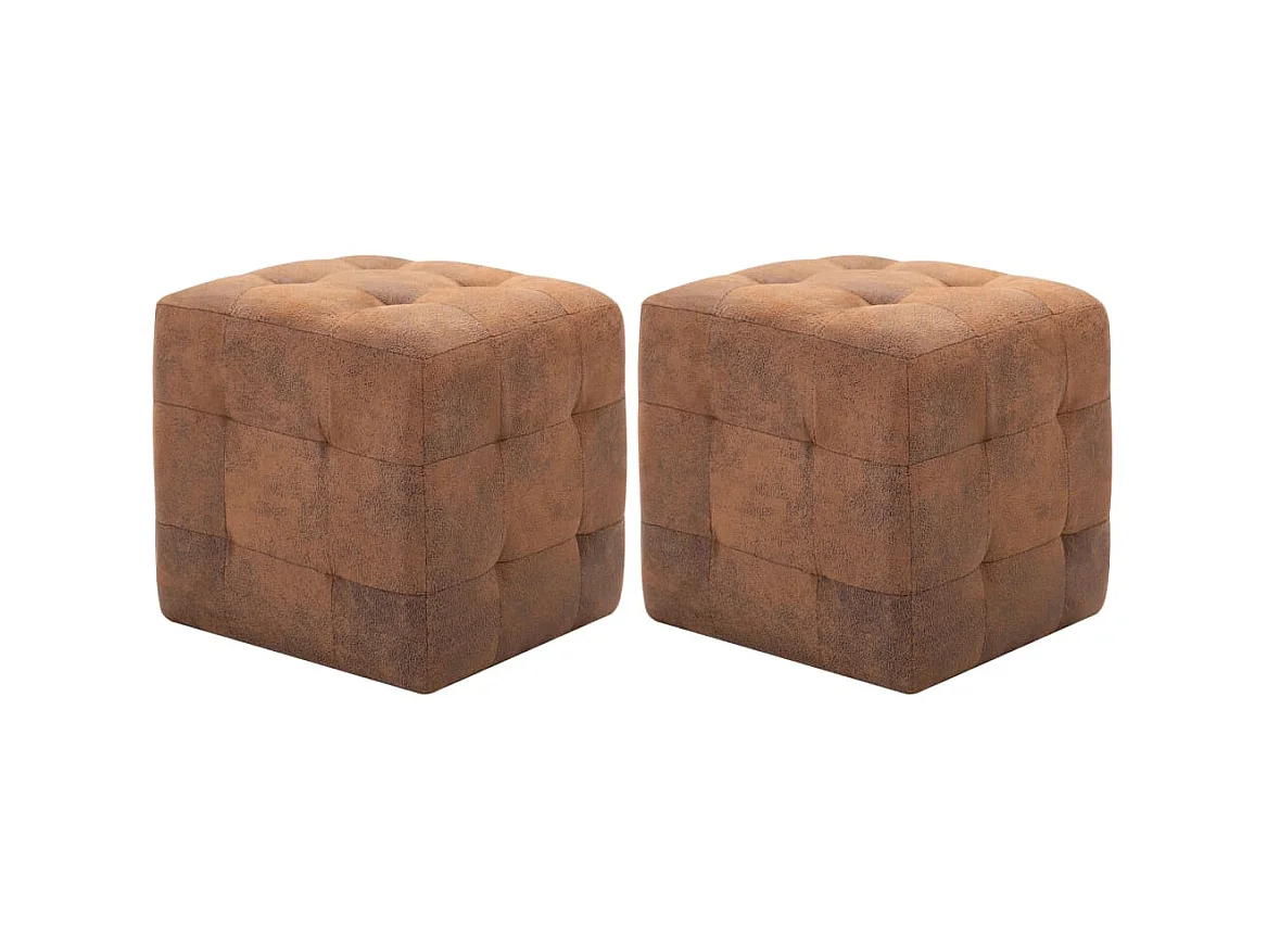 Lot de 2 Tables de chevet Marron 30x30x30 cm Similicuir daim GHR74503