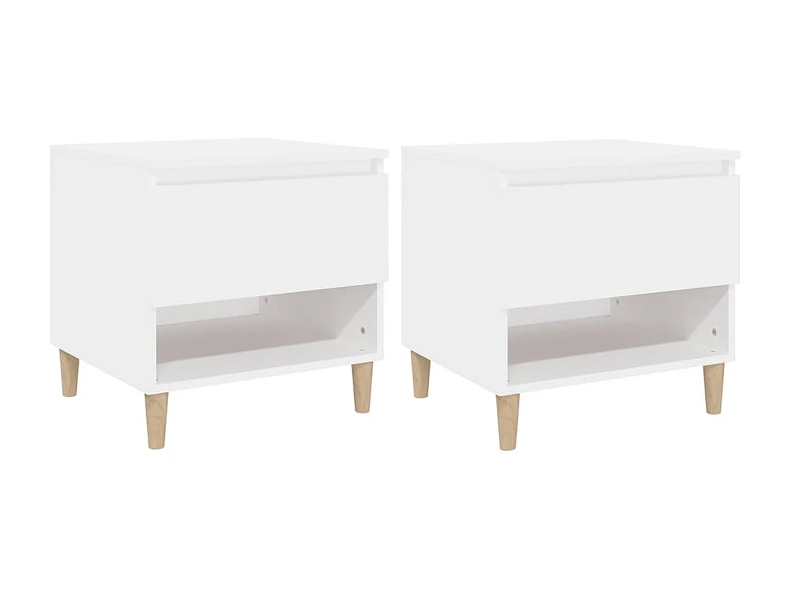 Lot de 2 Tables de chevet Blanc 50x46x50 cm Bois d’ingénierie GHR14800