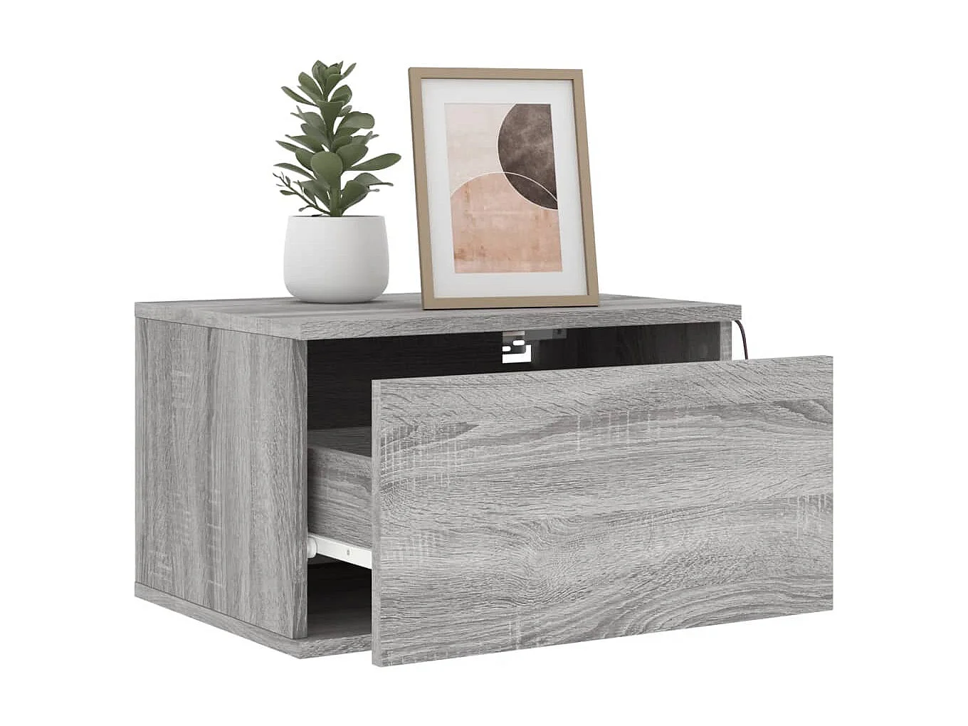 Lot de 2 Tables de chevet murales avec lumières LED sonoma gris GHR39070