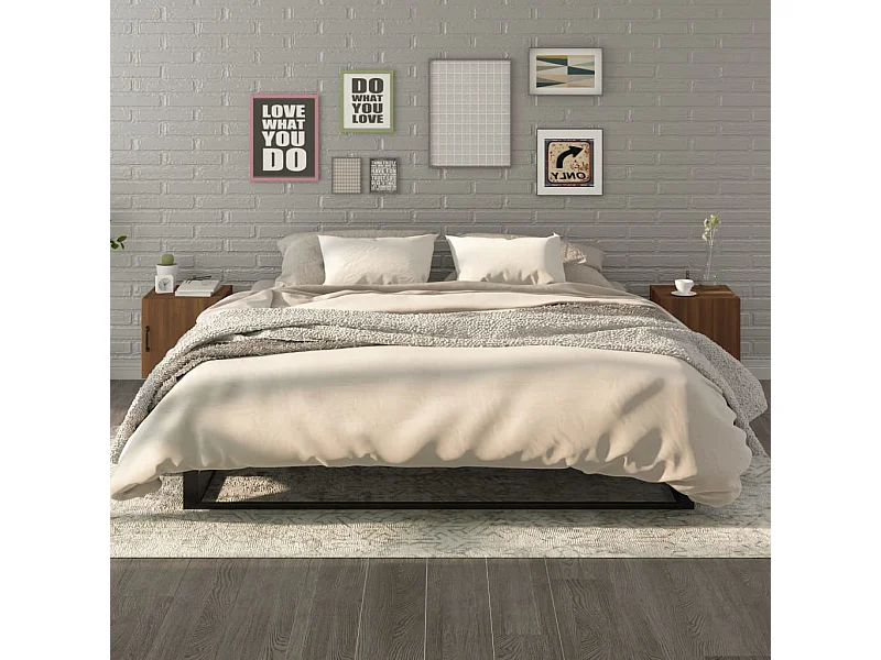 Lot de 2 Tables de chevet Chêne marron Bois d'ingénierie GHR74022