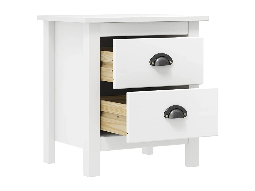 Lot de 2 Tables de chevet Hill Blanc 46x35x49,5 cm Bois pin solide GHR44084