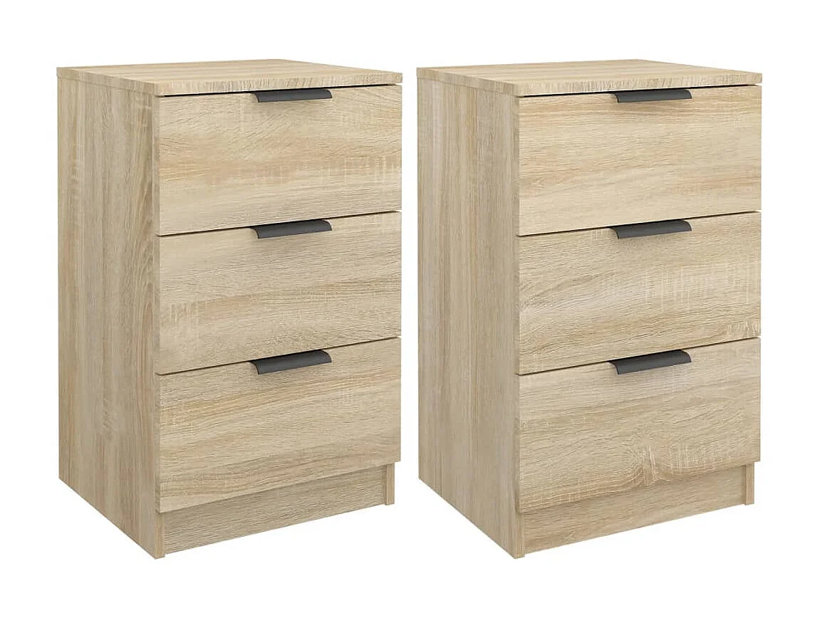 Lote de 2 Mesitas de noche color roble Sonoma 40x36x65 cm ES29181