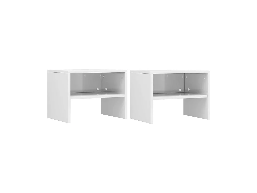 Lot de 2 Tables de chevet Blanc brillant 40 x 30 x 30 cm Aggloméré GHR25987