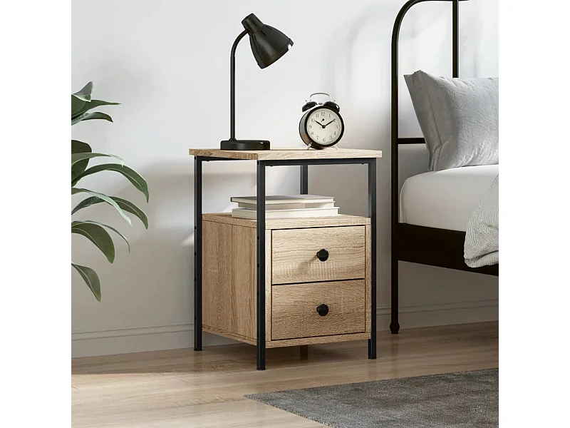 Table de chevet chêne sonoma 34x35,5x50 cm bois d'ingénierie GHR48632