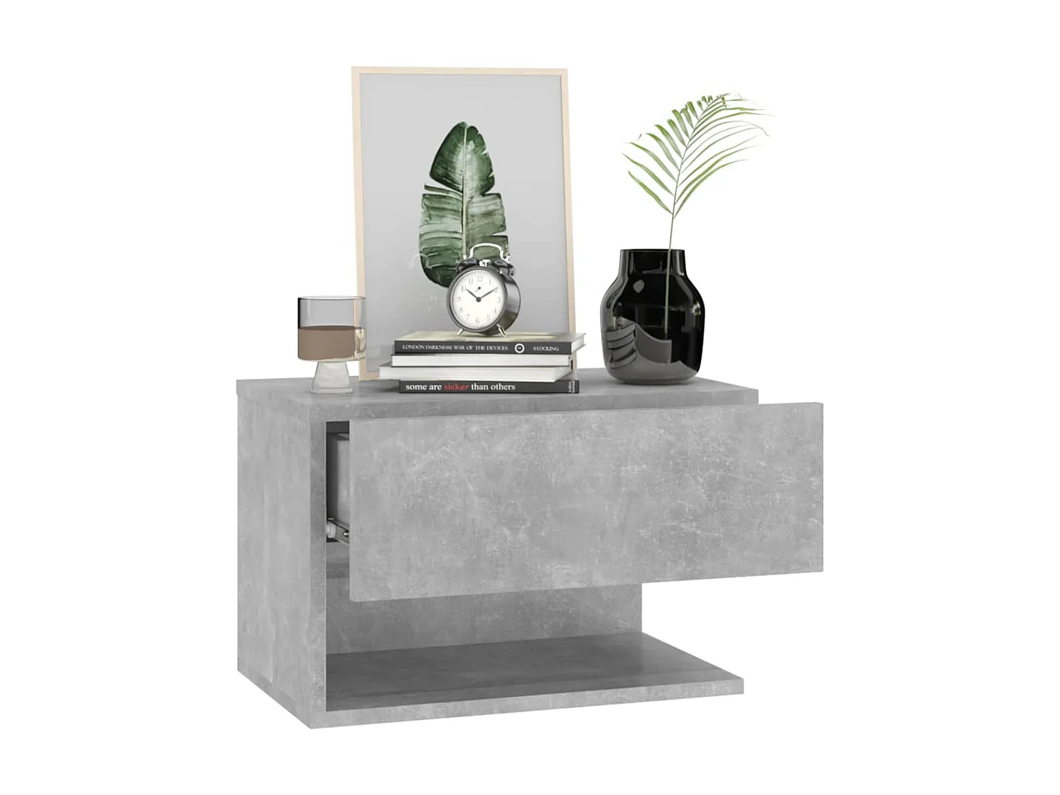 Lot de 2 Tables de chevet murales Gris béton GHR15288