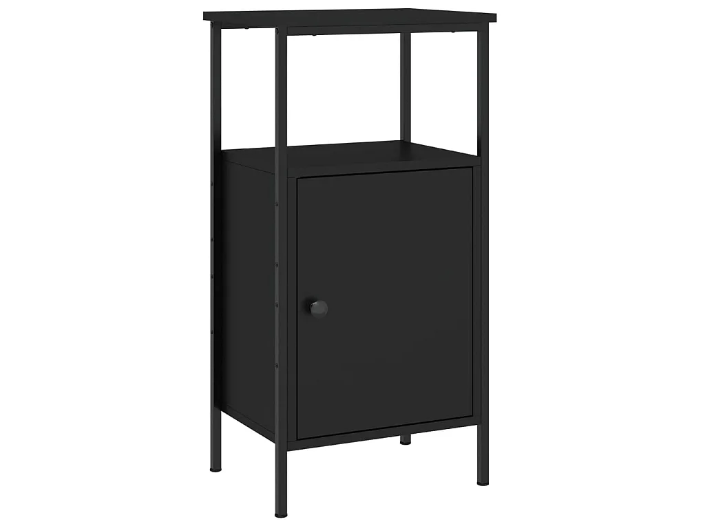 Mesita de noche madera de ingeniería negra 41x31x80 cm ES66286