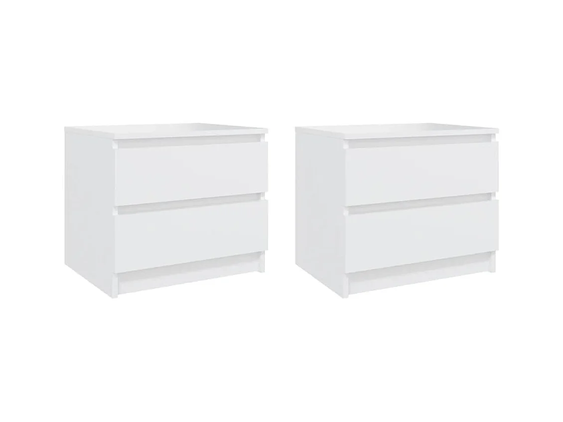 Lot de 2 Tables de chevet Blanc 50x39x43,5 cm Aggloméré GHR90346