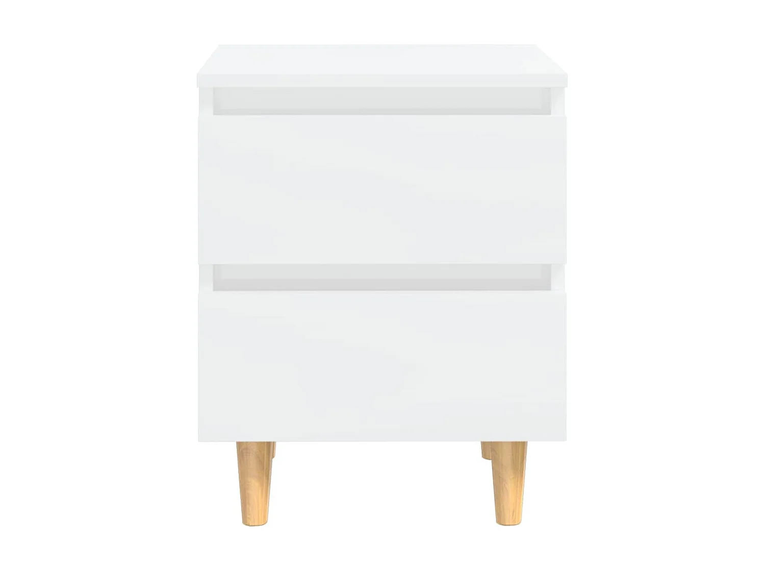 Lote de 2 Mesitas de noche patas madera blanco brillo 40x35x50 cm ES89603