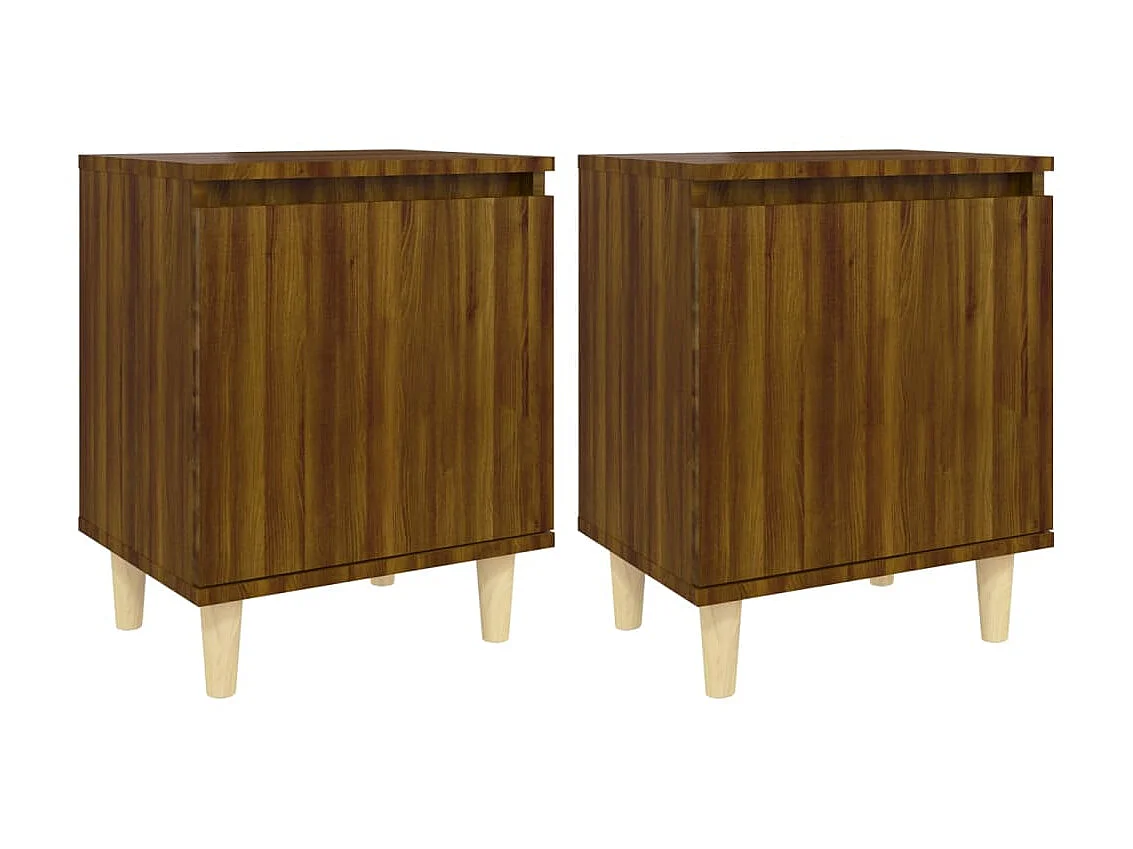 Nachtkastjes 2 st met houten poten 40x30x50 cm bruin eikenkleur NL75236