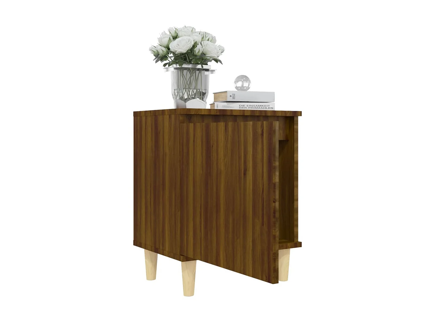 Nachtkastjes 2 st met houten poten 40x30x50 cm bruin eikenkleur NL75236