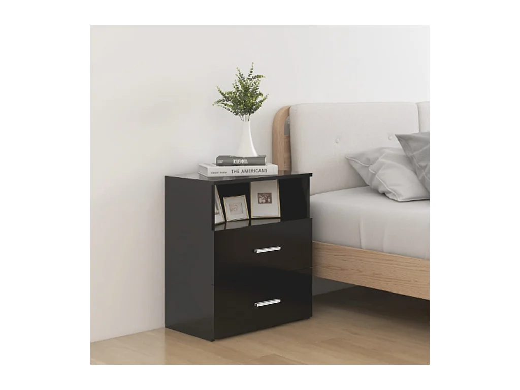 Lot de 2 Tables de chevet Noir 50x32x60 cm GHR26137