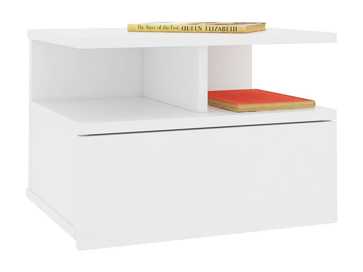 Lot de 2 Tables de chevet flottantes Blanc 40x31x27 cm Aggloméré GHR89862