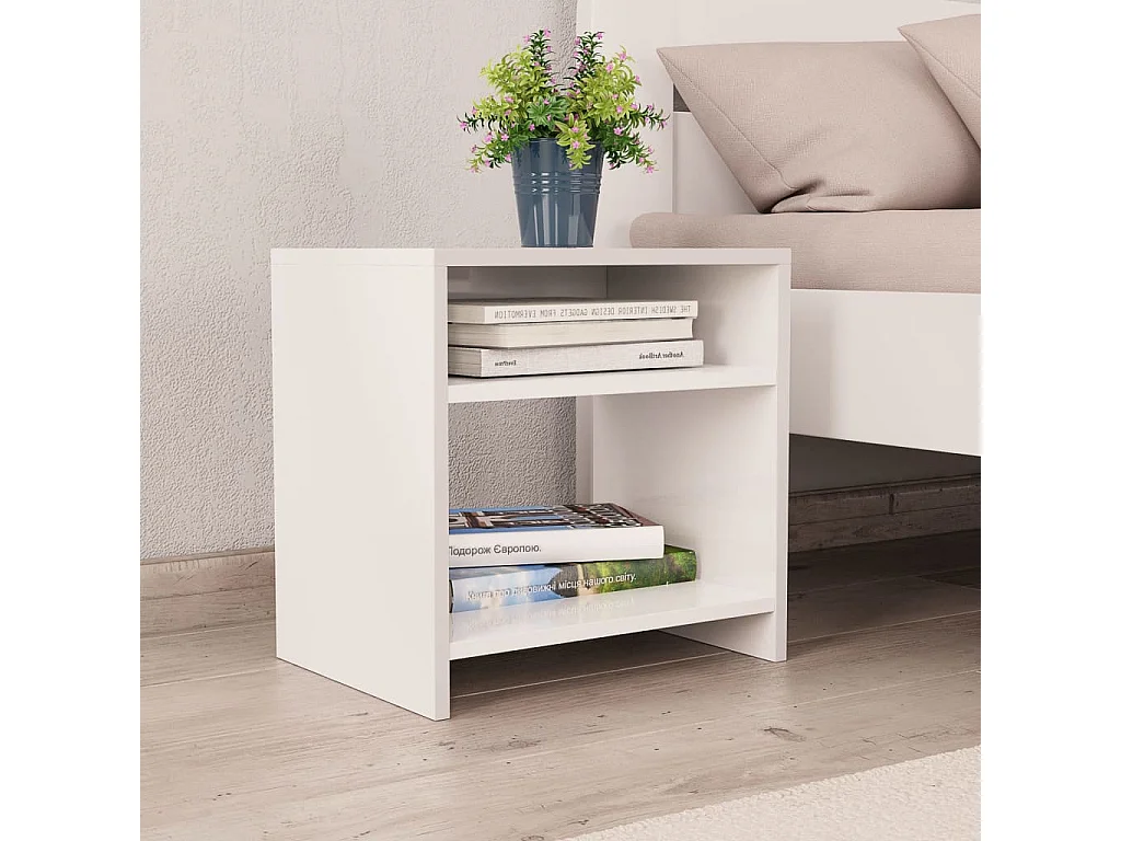 Lote de 2 Mesitas de noche madera contrachapada blanco 40x30x40 cm ES57920