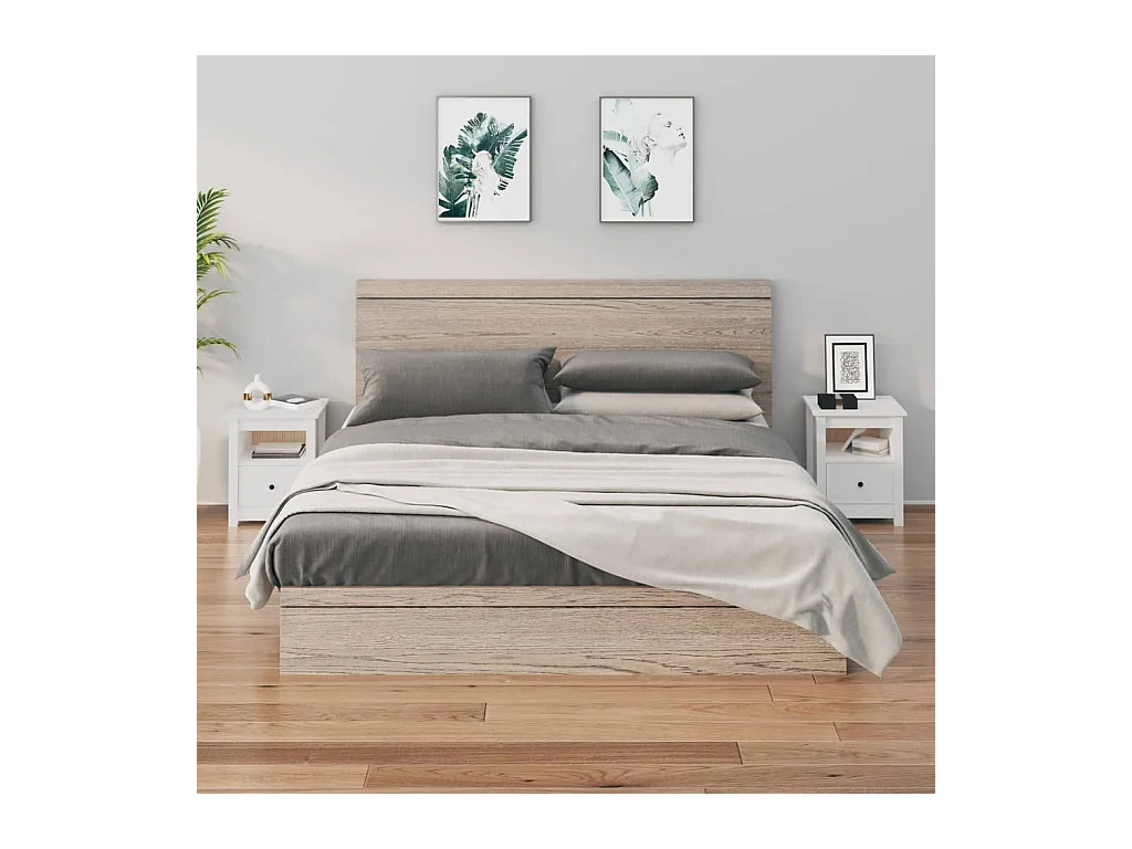 Lot de 2 Tables de chevet Blanc 40x35x49 cm Bois de pin massif GHR90950