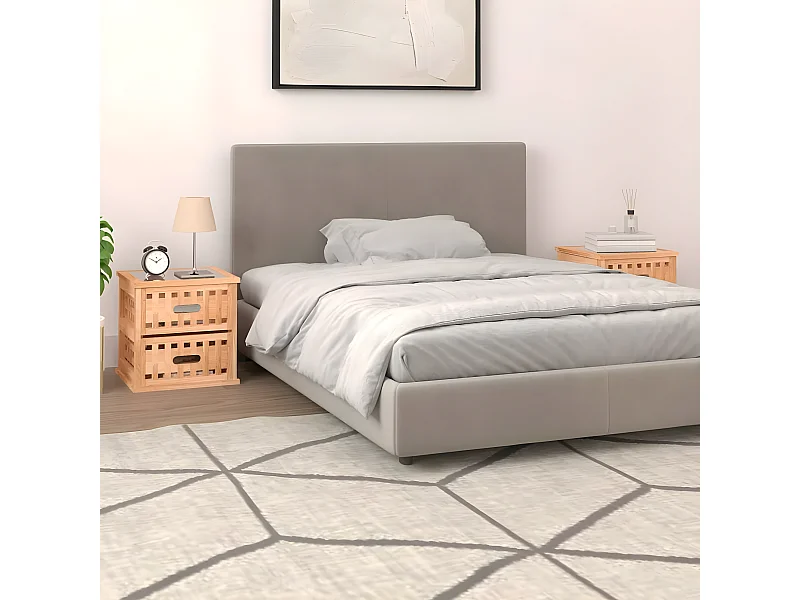 Lote de 2 Mesitas de noche madera maciza de nogal 34x34x34 cm ES48020