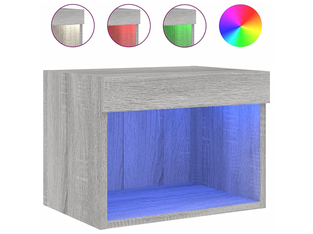 Table de chevet murale avec lumières LED sonoma gris GHR96896