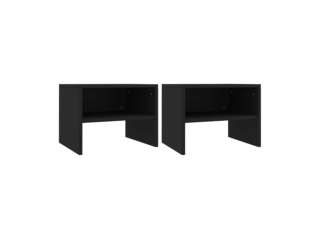 Lote de 2 Mesitas de noche madera contrachapada negro 40x30x30 cm ES17376