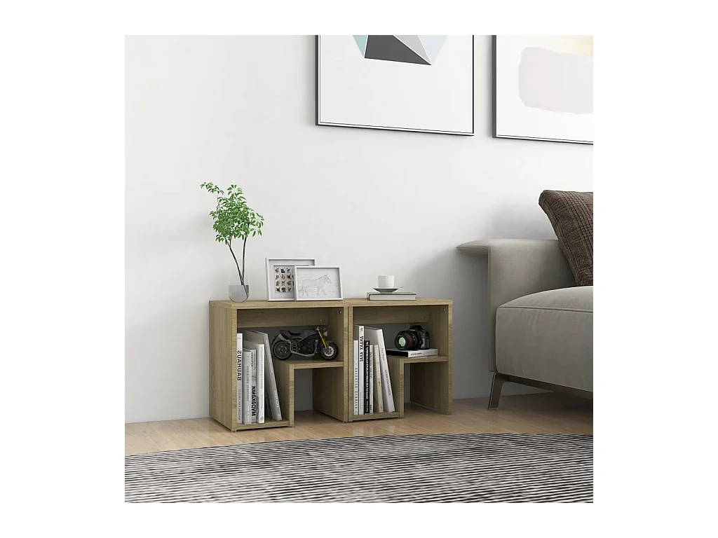 Lot de 2 Tables de chevet Chêne sonoma 40x30x40 cm Aggloméré GHR52402