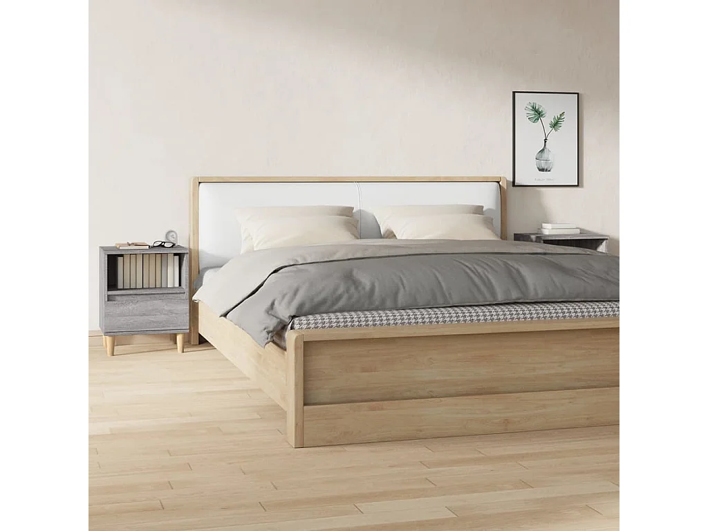 Lot de 2 Tables de chevet Sonoma gris 40x35x50 cm GHR43596