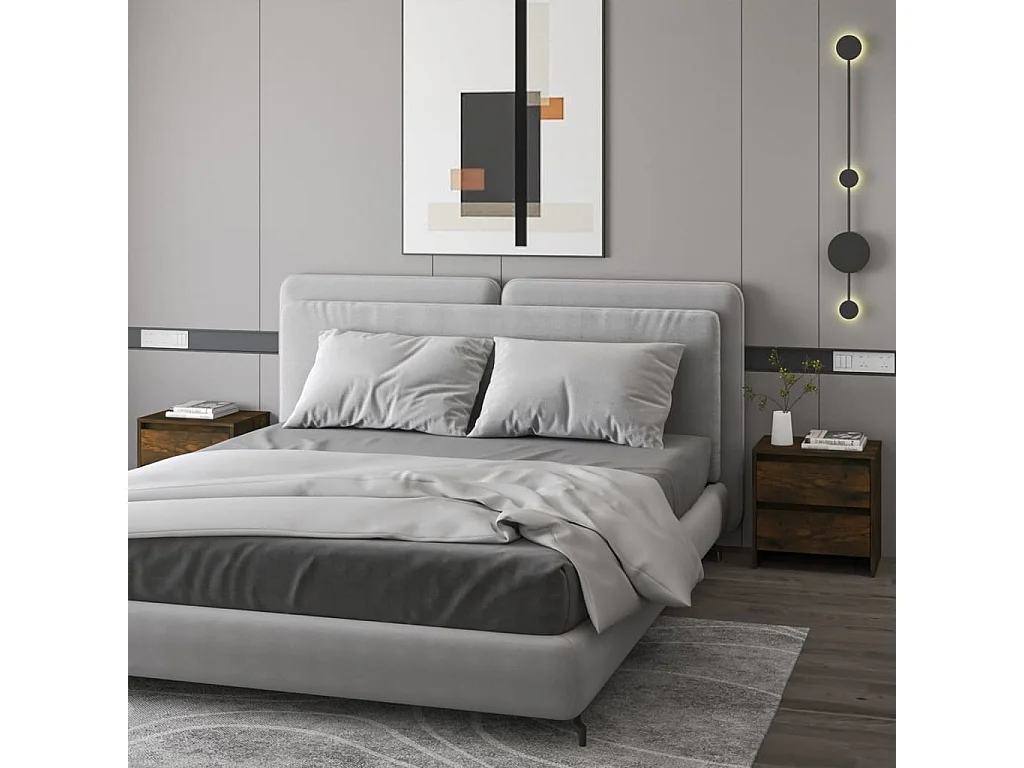 Nachtkastjes 2 st 45x34,5x44,5 cm bewerkt hout gerookt eiken NL46173