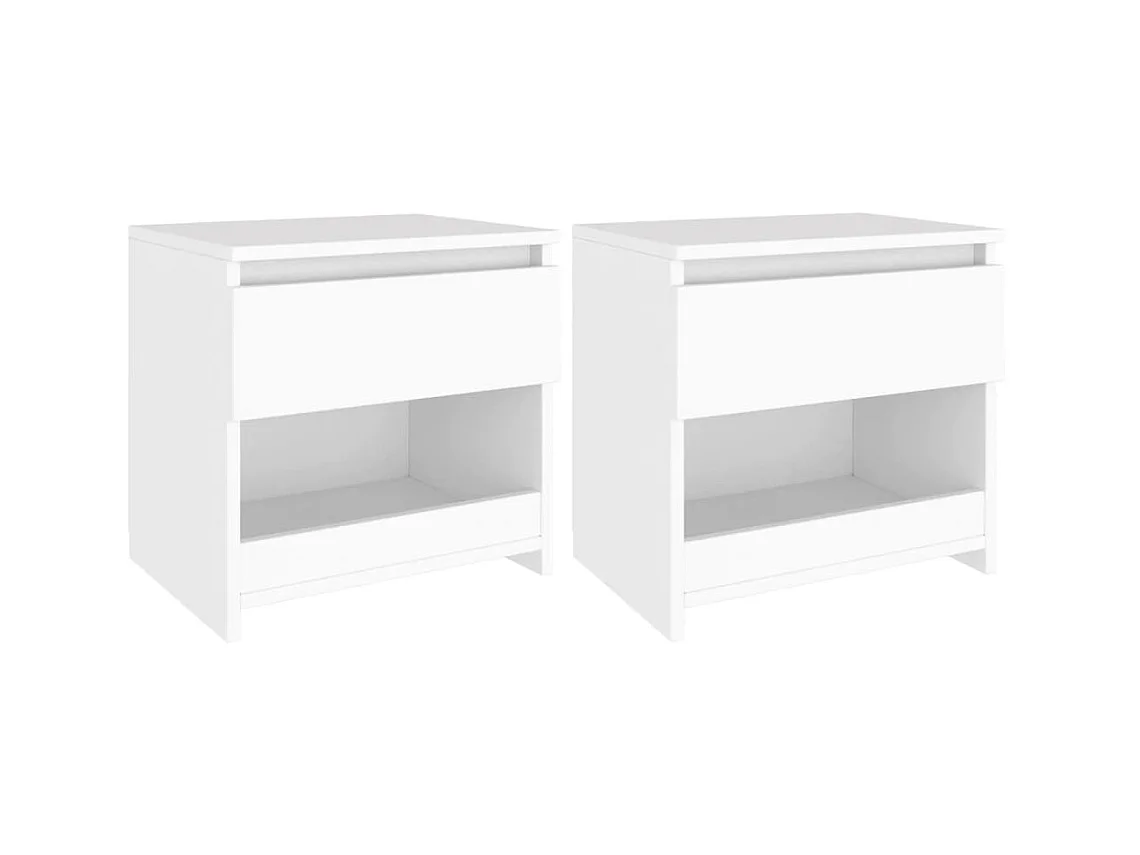 Lot de 2 Tables de chevet Blanc 40x30x39 cm Aggloméré GHR57559
