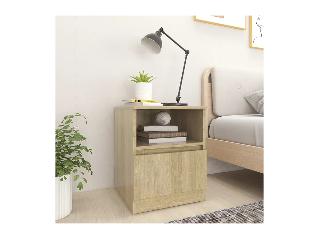 Lot de 2 Tables de chevet Chêne sonoma 40x40x50 cm Aggloméré GHR99527