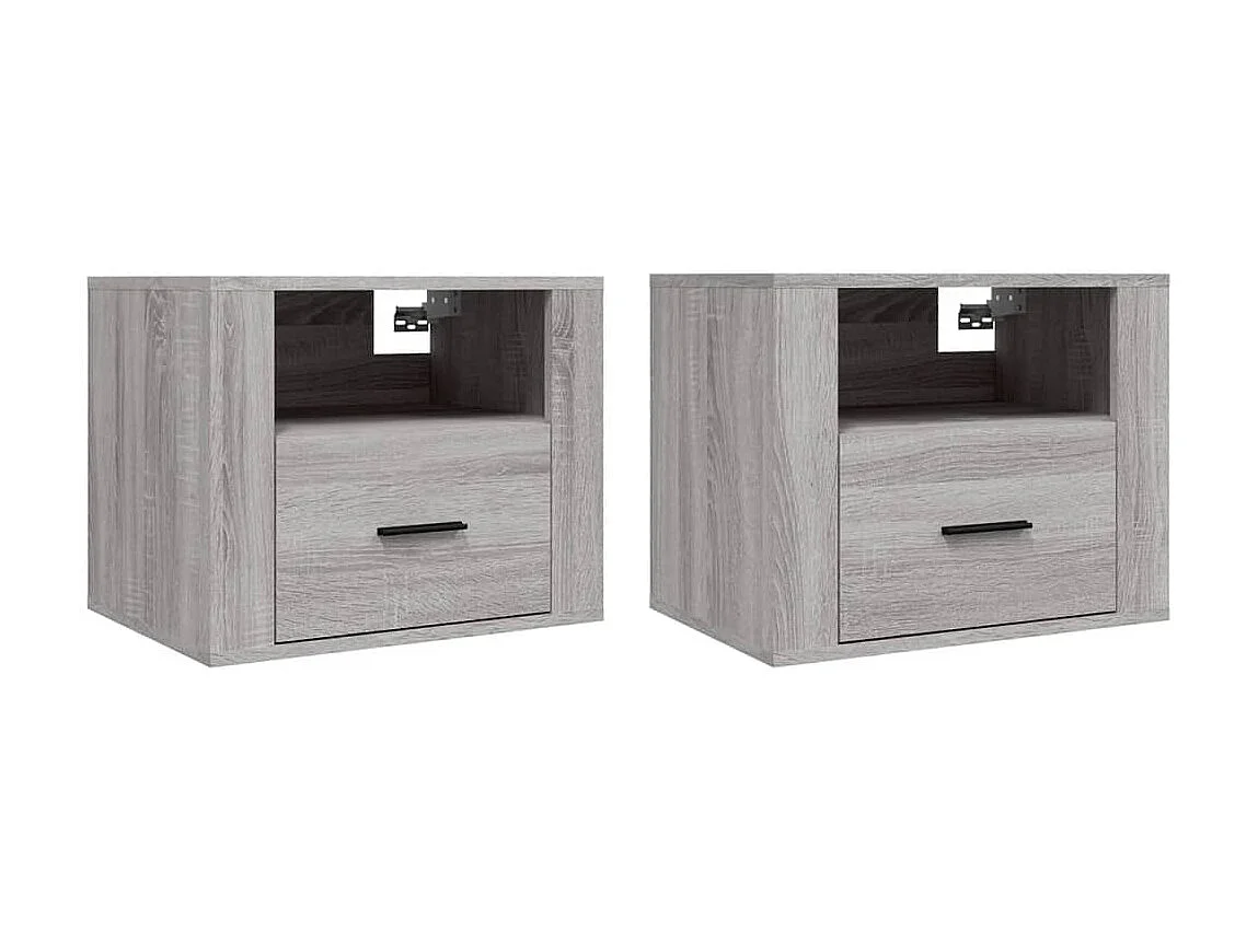 Mesas de cabeceira parede 2 pcs 50x36x40 cm cinzento sonoma PT58280