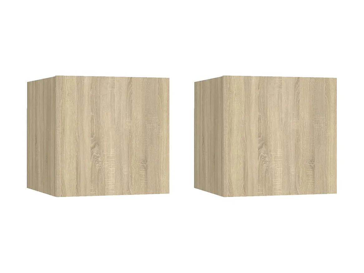 Lot de 2 Tables de chevet Chêne sonoma 30,5x30x30 cm Aggloméré GHR43767