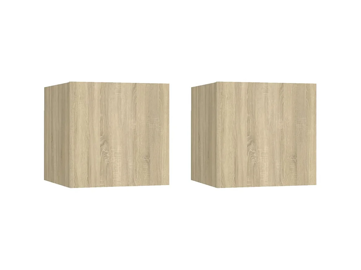 Lot de 2 Tables de chevet Chêne sonoma 30,5x30x30 cm Aggloméré GHR43767